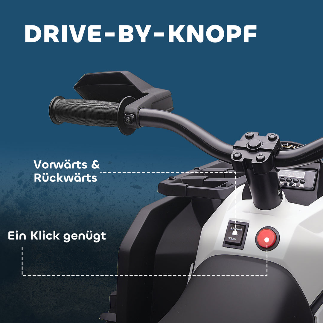 Elektrisk børne-quad, 3-8 km/t, 45 min. driftstid, LED-forlygter, musikafspiller med USB, til børn i alderen 3 til 5 år