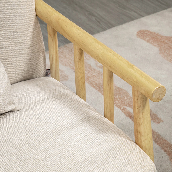 2-Personers sofa, betræk i hørlook, kompakt, op til 200 kg, træstel, 123l x 69b x 74h cm, beige