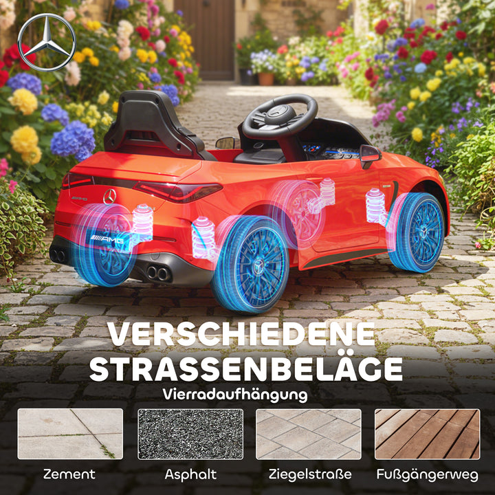 Børne elbil, Mercedes design, 12V motor, fjernbetjening, LED-lys, musik, til børn i alderen 3-6 år, rød