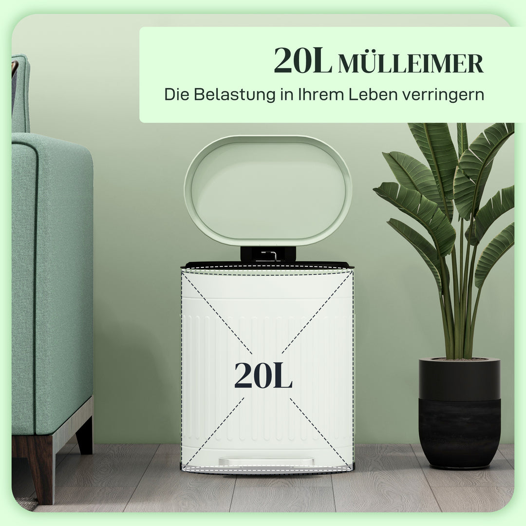 20L pedalspand med låg, aftagelig inderspand, soft-close-funktion, 36,5 x 31,2 x 45 cm, grøn