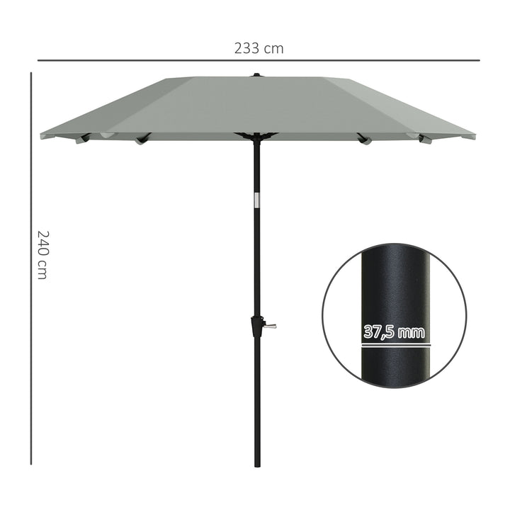 2,3 M parasol uden fod, justerbar terrasseparasol med håndsving, polyester, aluminium, glasfiber, mørkegrå