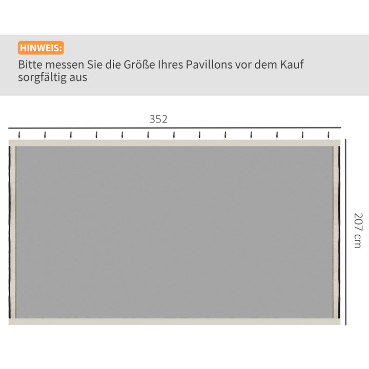 Reservenetgardin til 3 x 4 m havepavilloner, insektnet, med lynlåse, polyester, sort