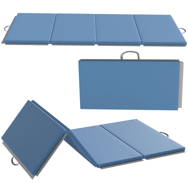 Træningsmåtte, foldbar fitnessmåtte, 240 x 120 x 5 cm, lyseblå