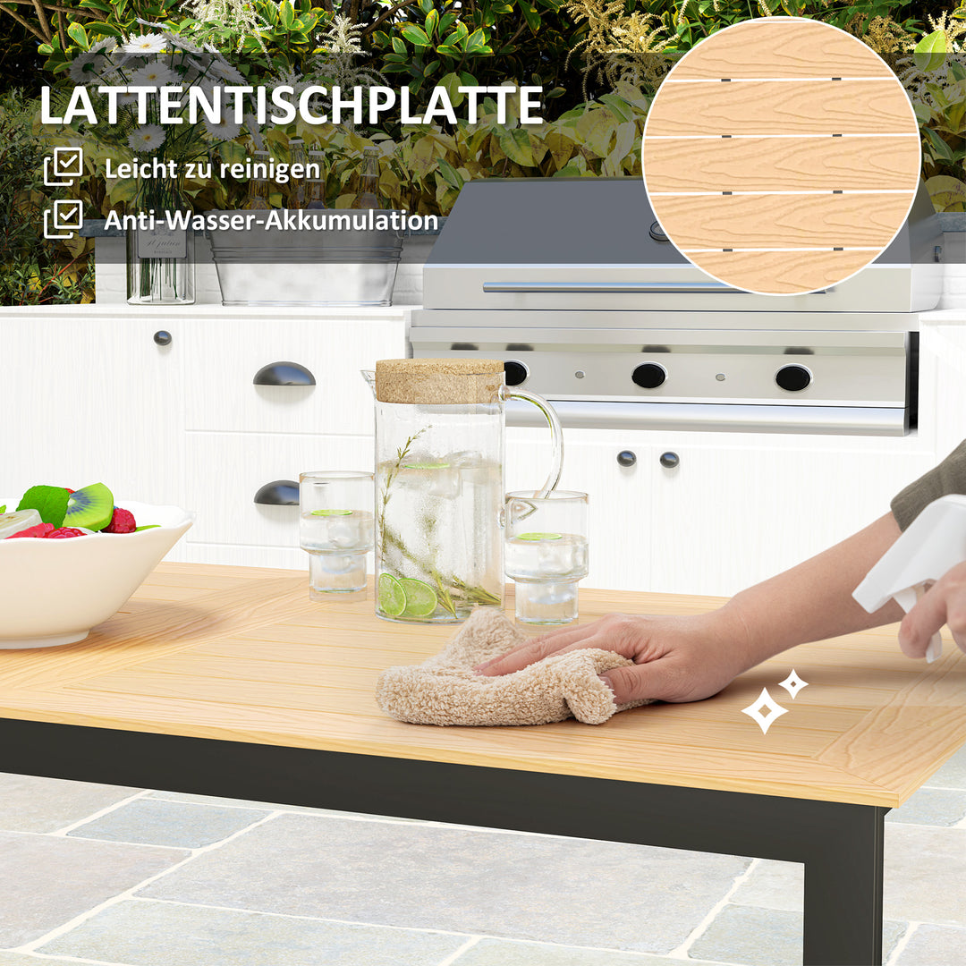 Havebord til 6 personer 160 x 80 cm vejrbestandigt balkonbord med lamelbordplade, buffetbord udendørs teak