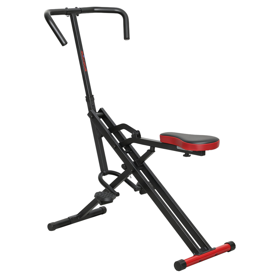 Træningsmaskine, justerbar, metalrør, pedaler, foldbar, rød