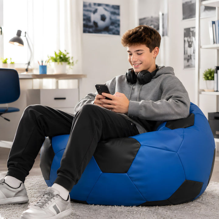 Bean Bag Chair Football XL Children - Faux Leather