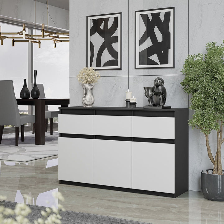 NOAH - Kommode med 3 skuffer - antracit-grå / mat hvid H75cm B120cm D35cm