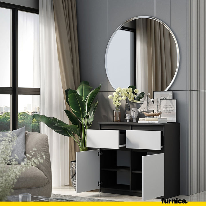 NOAH - Kommode med 2 skuffer - antracit-grå / mat hvid H75cm B80cm D35cm