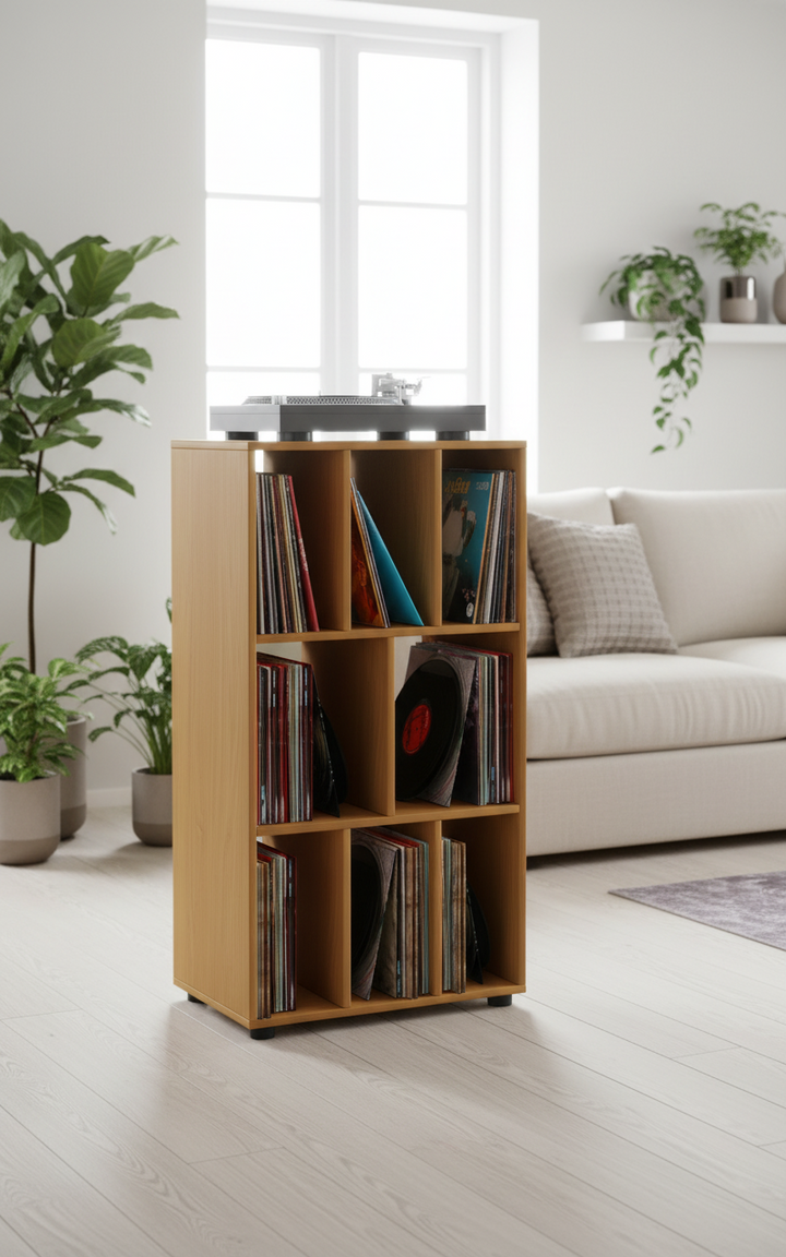 Vinylmøbel/reol, h. 115 x b. 60 x d. 34 cm, naturfarvet