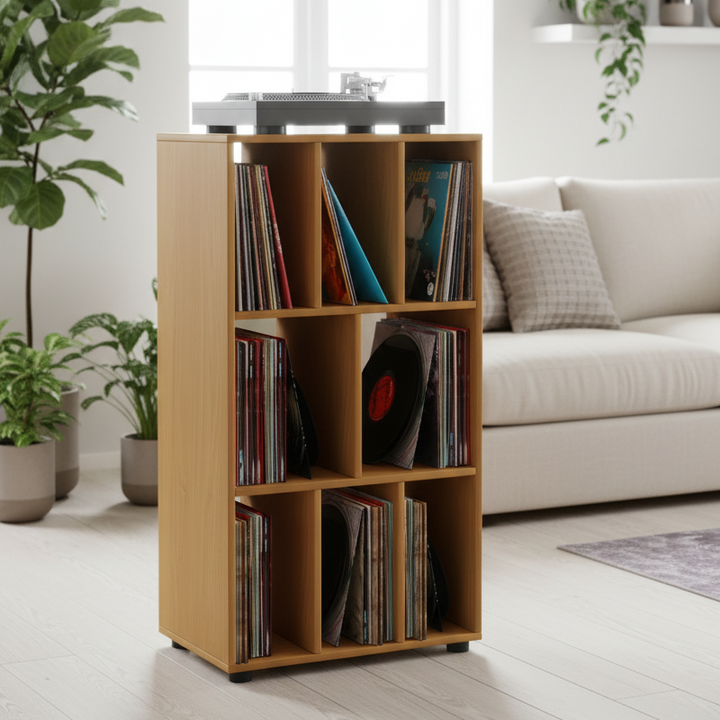 Vinylmøbel/reol, h. 115 x b. 60 x d. 34 cm, naturfarvet