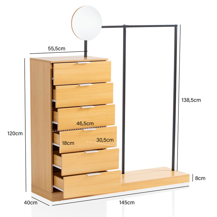 Garderobe i egedekor - 145x165x40 cm