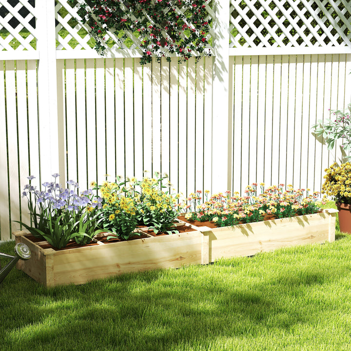 Højbed, plantekasse, 2-delt, åben bund, ramme af naturtræ, nem montering, 237 x 60 x 25 cm