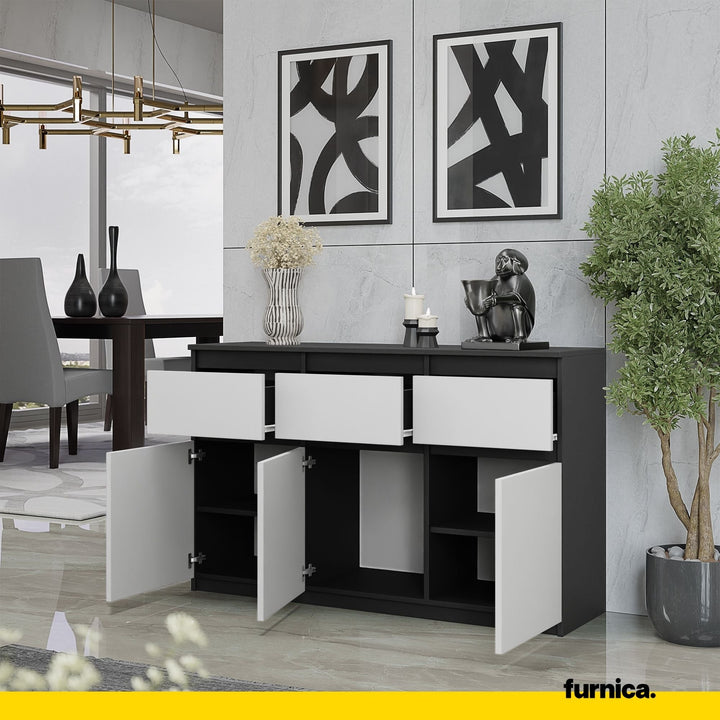 NOAH - Kommode med 3 skuffer - antracit-grå / mat hvid H75cm B120cm D35cm