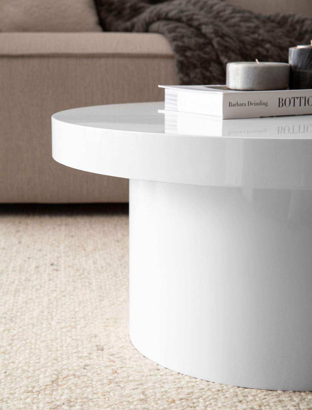 Sofabord 60x60x30 cm Hvidt sofabord i højglans Moderne designer stuebord Rundt loungebord i svampeform, sofabord Sidebord Lille