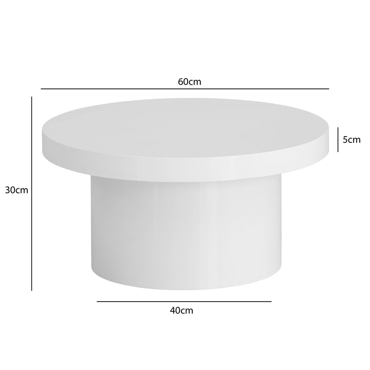 Sofabord 60x60x30 cm Hvidt sofabord i højglans Moderne designer stuebord Rundt loungebord i svampeform, sofabord Sidebord Lille