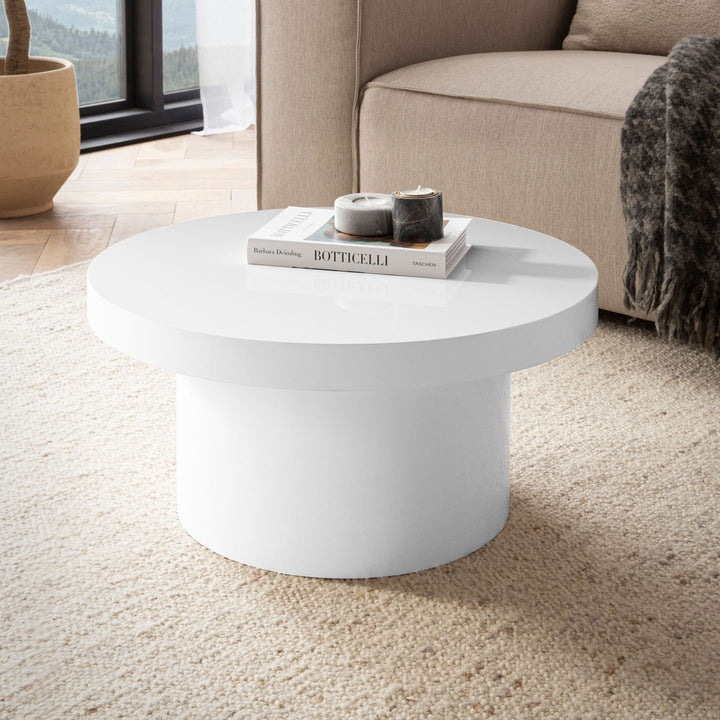 Sofabord 60x60x30 cm Hvidt sofabord i højglans Moderne designer stuebord Rundt loungebord i svampeform, sofabord Sidebord Lille