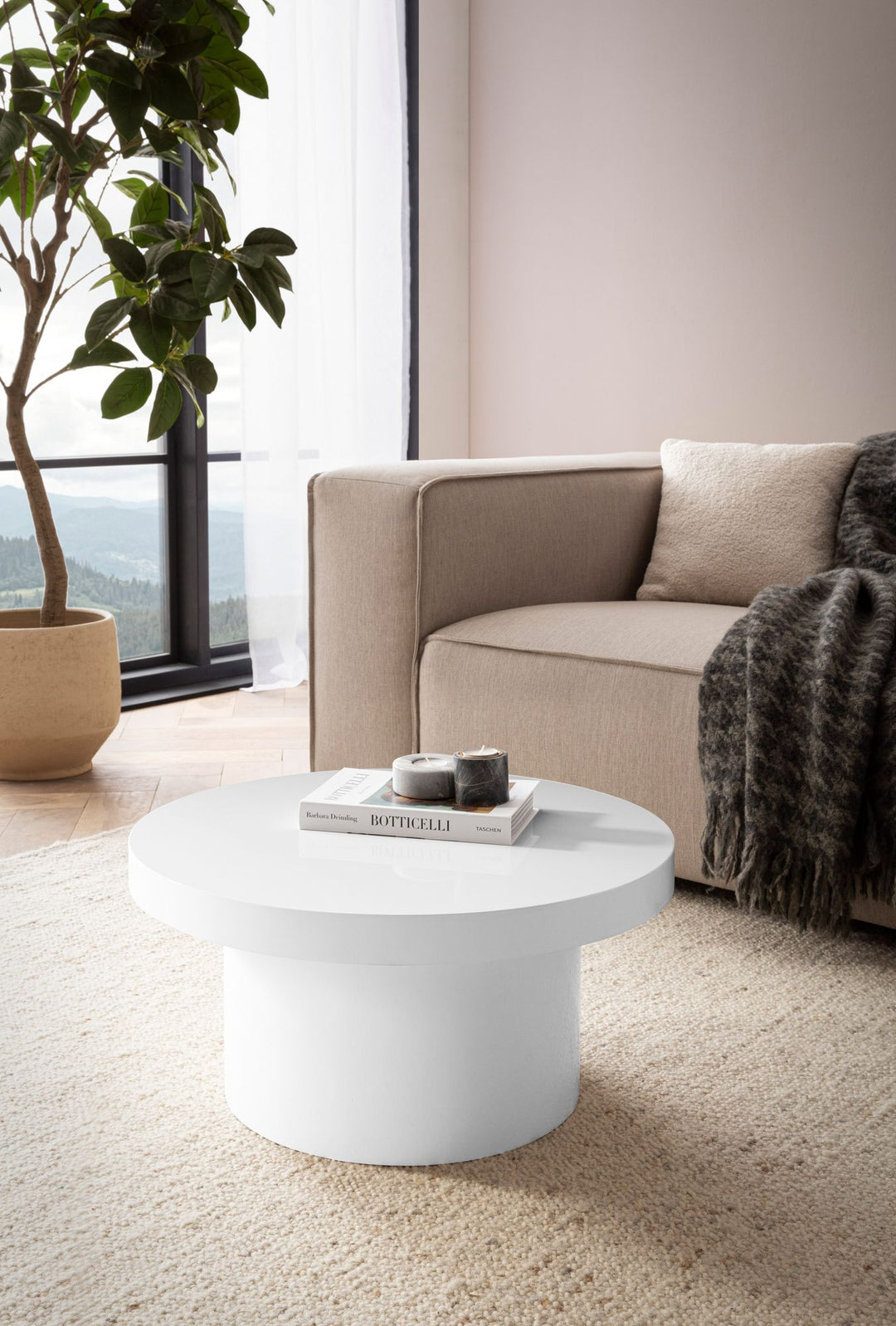 Sofabord 60x60x30 cm Hvidt sofabord i højglans Moderne designer stuebord Rundt loungebord i svampeform, sofabord Sidebord Lille