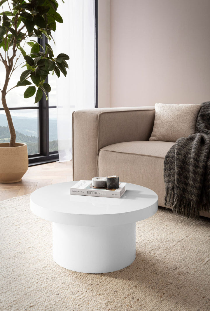 Sofabord 60x60x30 cm Hvidt sofabord i højglans Moderne designer stuebord Rundt loungebord i svampeform, sofabord Sidebord Lille