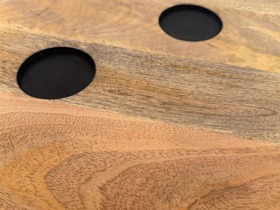 Kubeformet skammel af massivt mangotræ, 41x41x41 cm, designer kubesæde og sidebord, trækubedekoration og sofabord, robust træskammel i XXL kubedesign