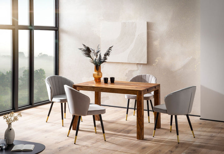 Spisebord 120-200 cm, massivt sheeshamtræ, tidløst; udtrækkeligt køkkenbord; stort rektangulært spisebord, enkelt; spisebord i træ