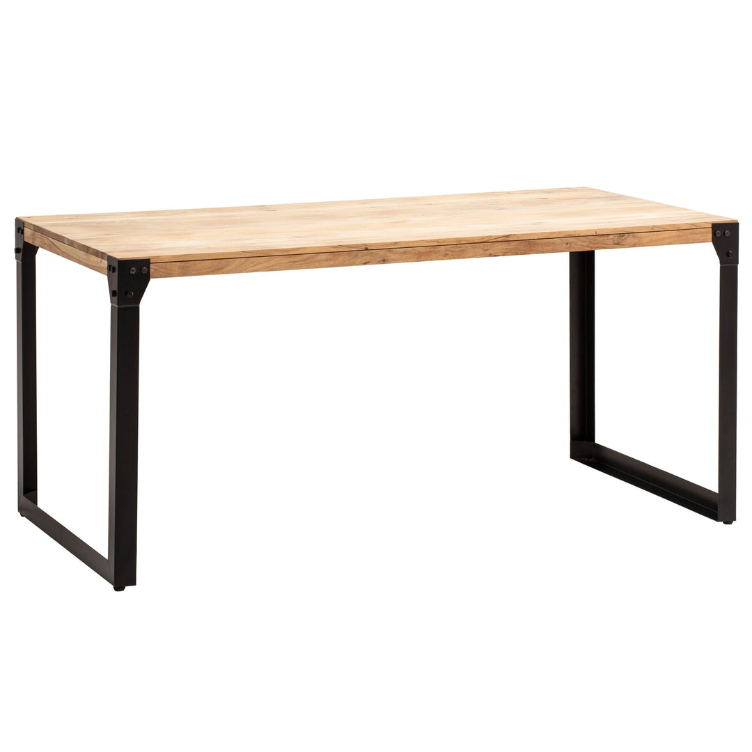 Rektangulært Spisebord 180x90 cm i Massivt Akacietræ med Metalben – Industrielt Design
