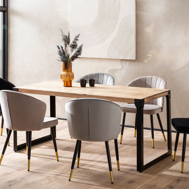 Rektangulært Spisebord 180x90 cm i Massivt Akacietræ med Metalben – Industrielt Design