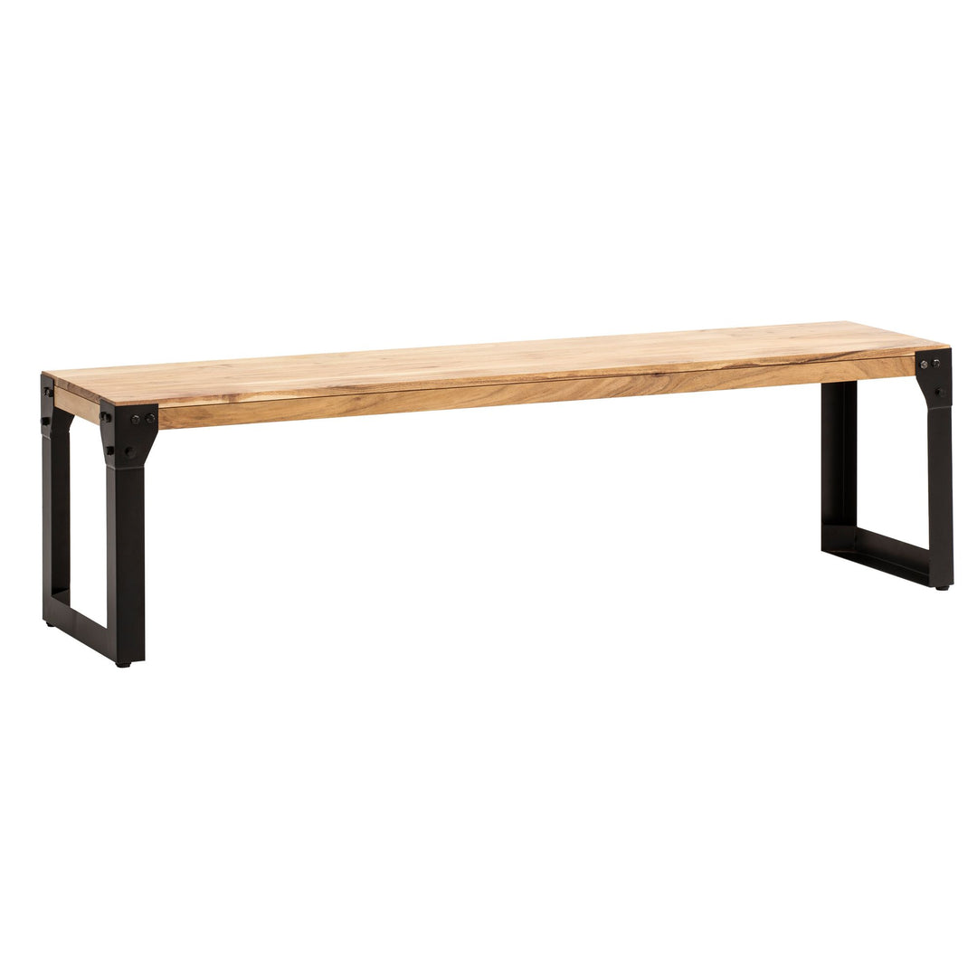 Spisebænk 140x40x45 cm akacie massivt træ metal industriel