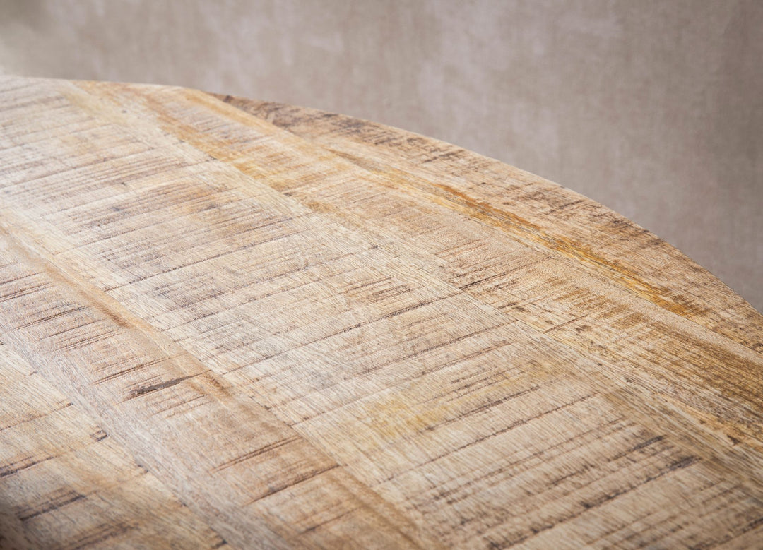 Spisebord 120x120x76 cm, massivt mangotræ, moderne spisebord, massivt trækøkkenbord med metalben, rundt træspisebord, lille træspisebord