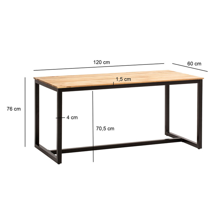 Spisebord 120x60x76 cm massivt akacietræ metal spisebord loft stil