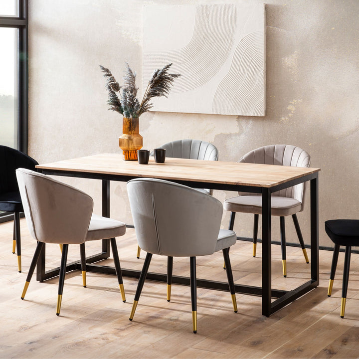 Spisebord 120x60x76 cm massivt akacietræ metal spisebord loft stil