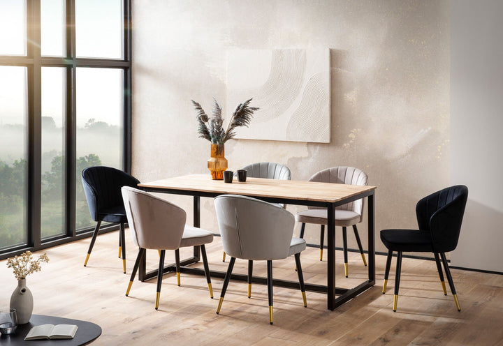 Spisebord 120x60x76 cm massivt akacietræ metal spisebord loft stil