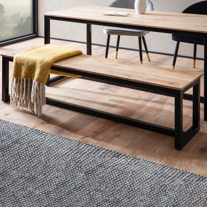 Spisebænk 120x40x45 cm akacie massivt træ metal loft-stil