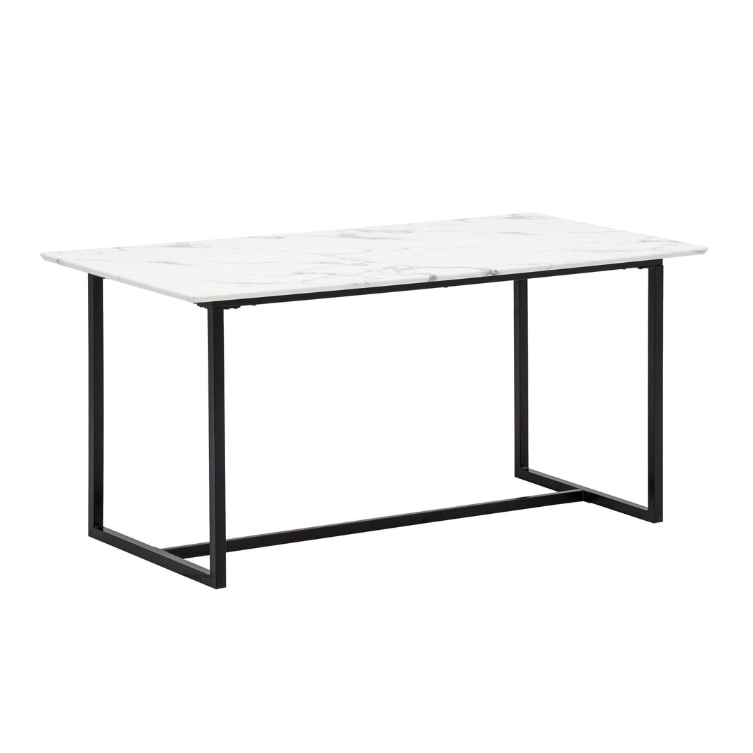Rektangulært Spisebord 200x90 cm i Hvid Marmorlook – Moderne Designbord med Metalben