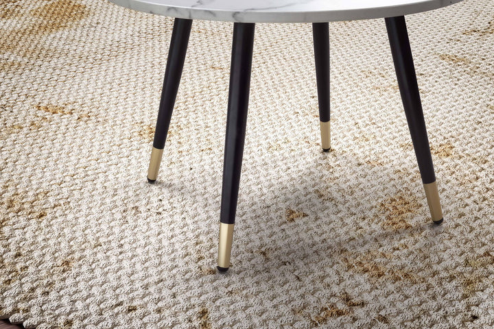 Rundt Sofabord 60 cm med Hvid Marmorlook – Moderne Designbord med Metalstel
