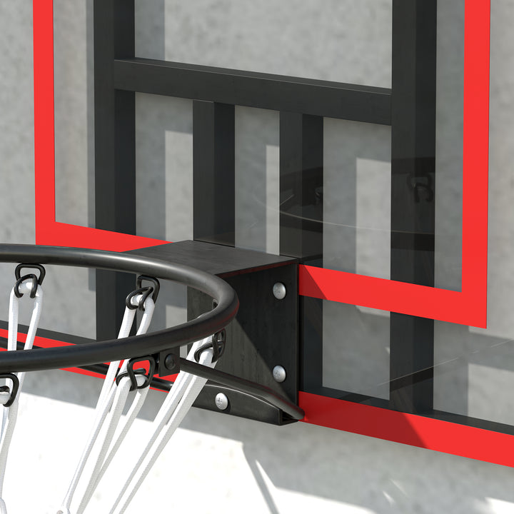 Vægmonteret basketballkurv, indendørs/udendørs, robust pc-bagplade, nylonnet, stålring, 113 x 61 x 73 cm