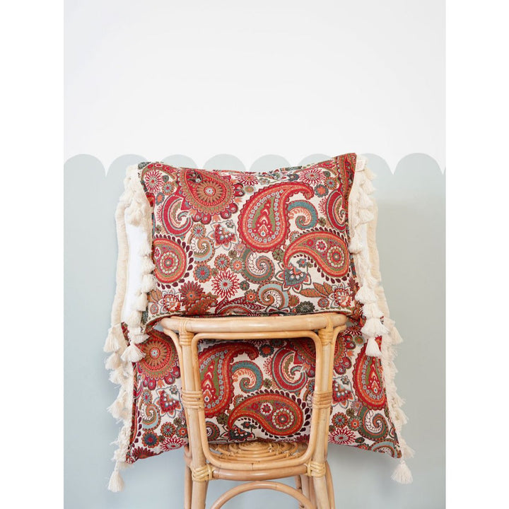 Eksklusiv 'Vintage paisley' dekorativ pude med frynser