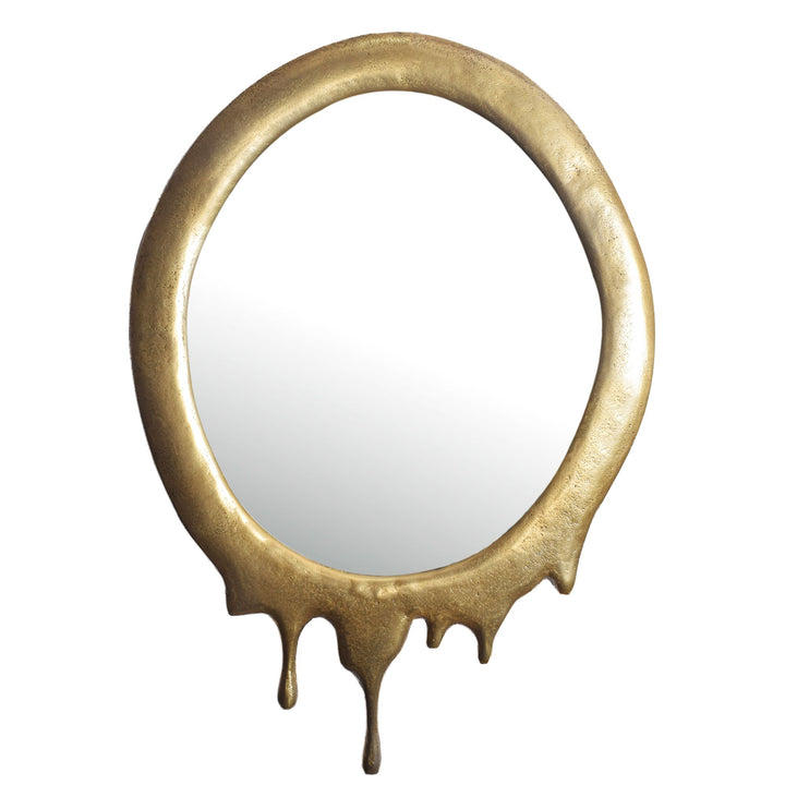 Vægspejl 50x71 cm metaldesign hængende spejl guld, ovalt aluminium dekorativt spejl med ramme, stort vægspejl, moderne spejl til entreen, garderobespejl