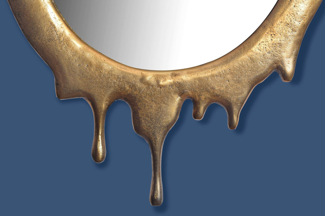 Vægspejl 50x71 cm metaldesign hængende spejl guld, ovalt aluminium dekorativt spejl med ramme, stort vægspejl, moderne spejl til entreen, garderobespejl