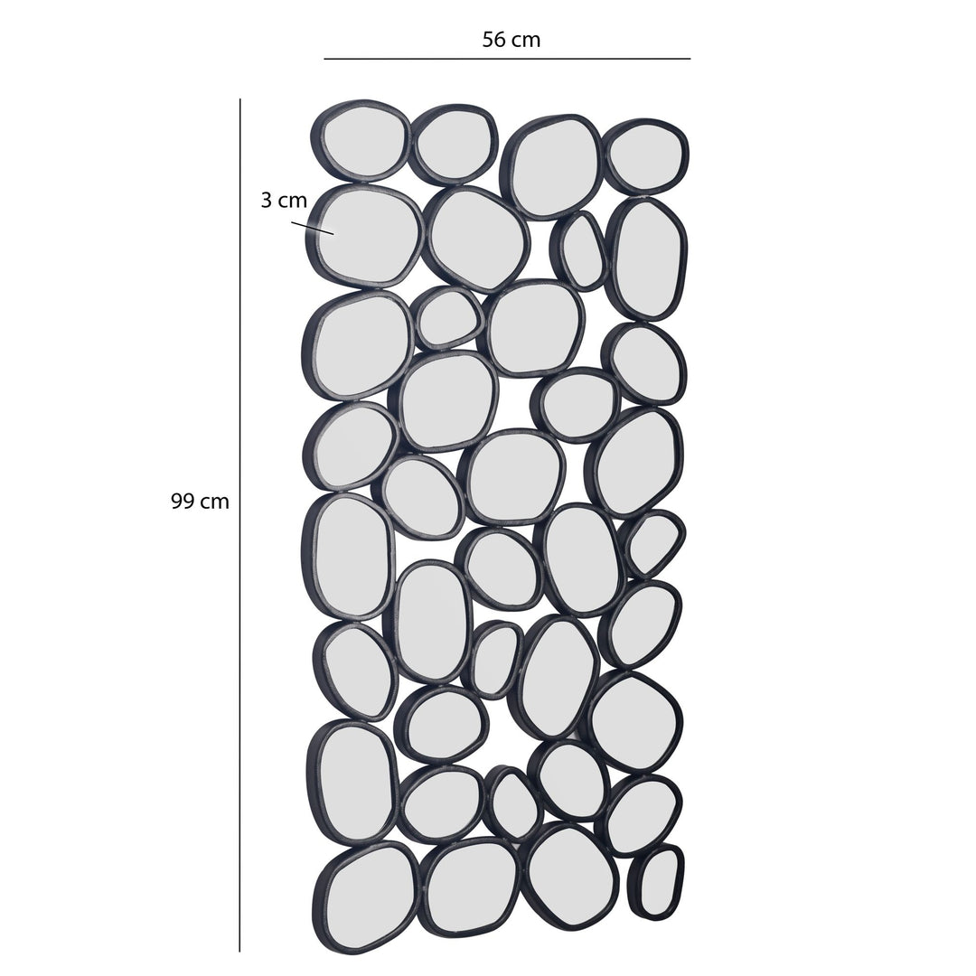 Vægspejl, 56x99cm med metalramme, kunsterisk, organisk stil