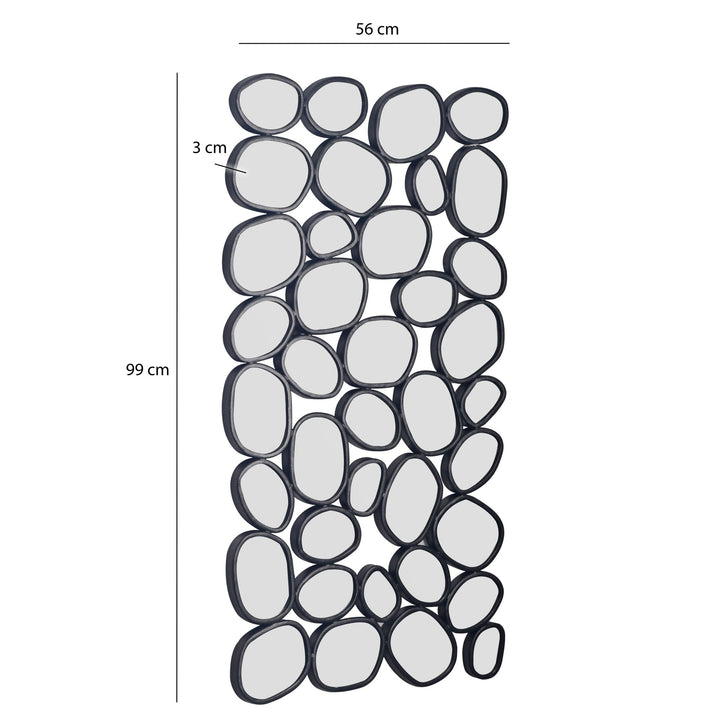 Vægspejl, 56x99cm med metalramme, kunsterisk, organisk stil