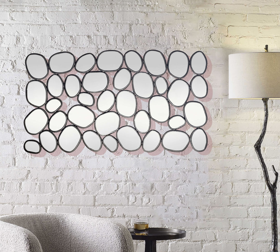 Vægspejl, 56x99cm med metalramme, kunsterisk, organisk stil