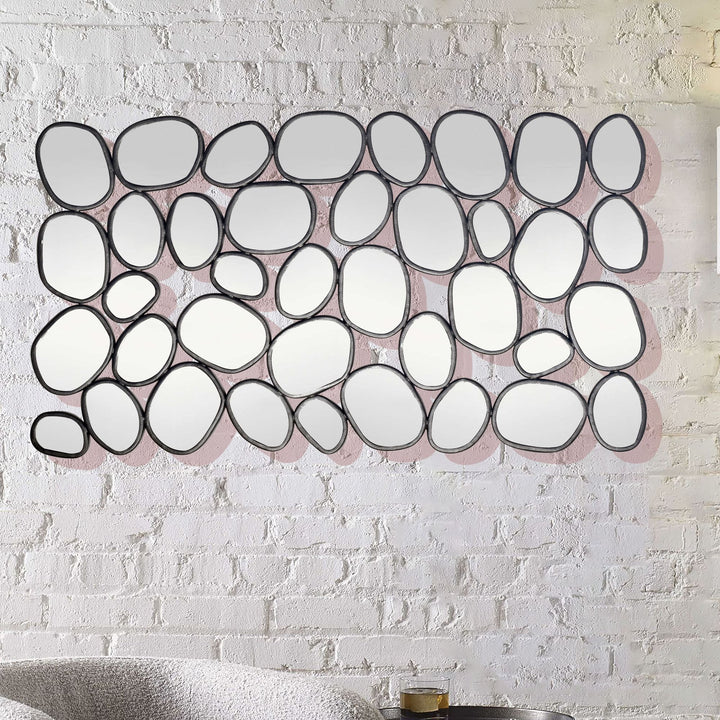 Vægspejl, 56x99cm med metalramme, kunsterisk, organisk stil