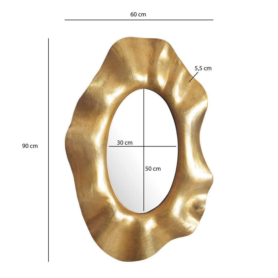 Asymmetrisk Vægspejl 60x90 cm i Guld Aluminium – Moderne Designspejl