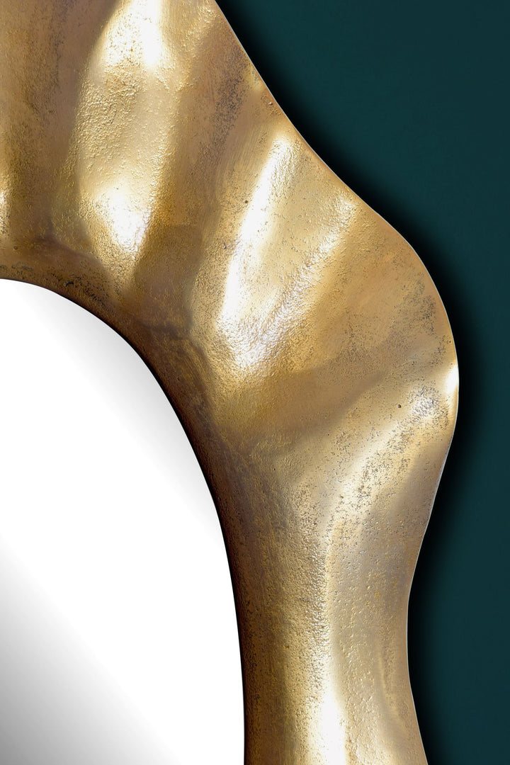 Asymmetrisk Vægspejl 60x90 cm i Guld Aluminium – Moderne Designspejl