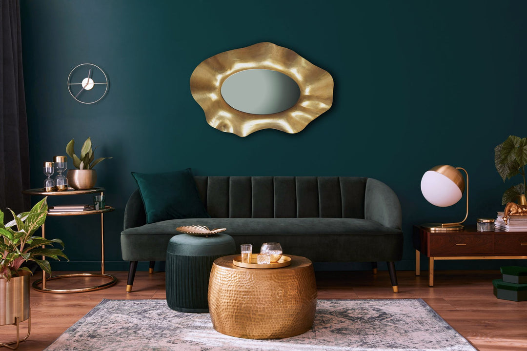 Asymmetrisk Vægspejl 60x90 cm i Guld Aluminium – Moderne Designspejl