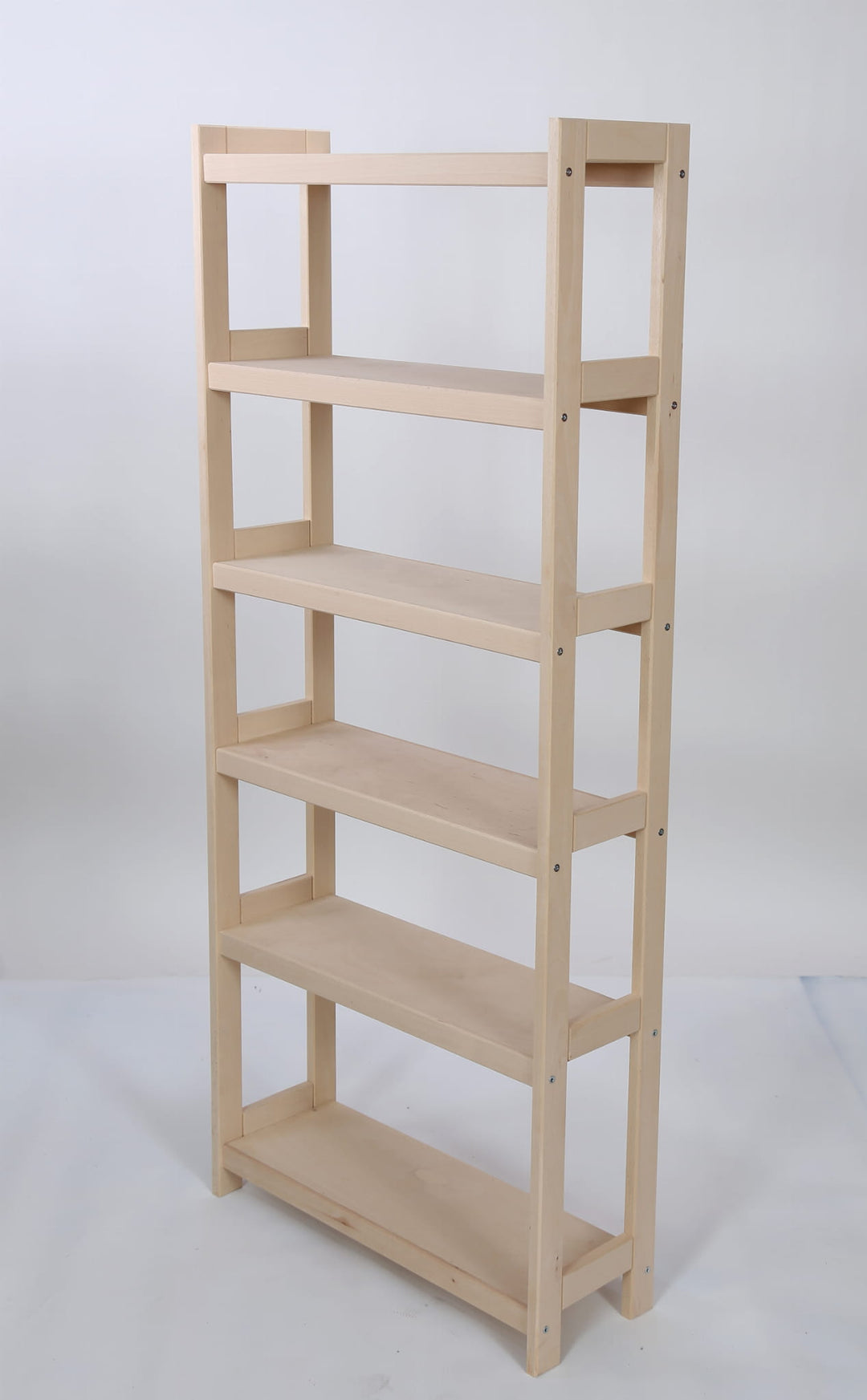 Bogreol i bøgetræ, 6 hylder, 165x60x25 cm
