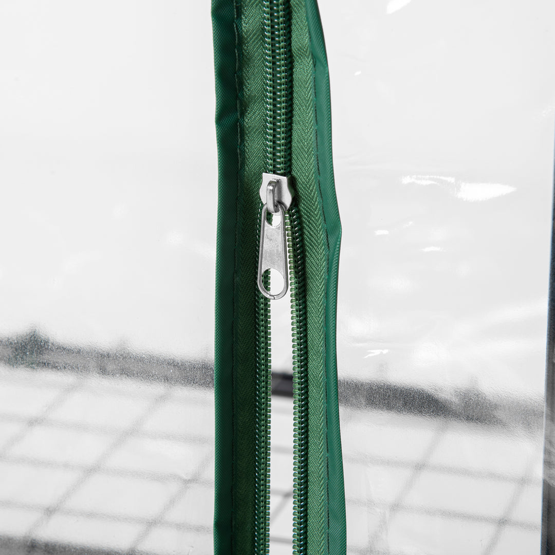 Minidrivhus med 5 hylder til blomster eller grøntsager, transparent+grønt stål, plastik, 69 x 49 x 193 cm