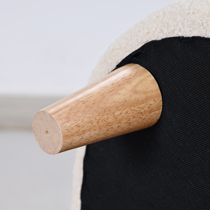 Børnelænestol, plyslænestol med bjørneører, fleecebetræk, skum, beige