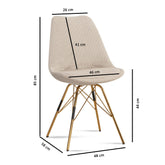 Spisebordsstole, sæt med 2, gyldne ben, skandinavisk design, beige
