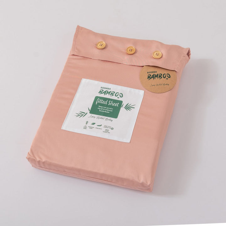 Pink bambus fitted lagen Premium - op til 30 cm - 400TC Tanboocel - Cuddle Pink